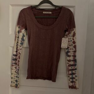 Long sleeve multi colored purple free people top